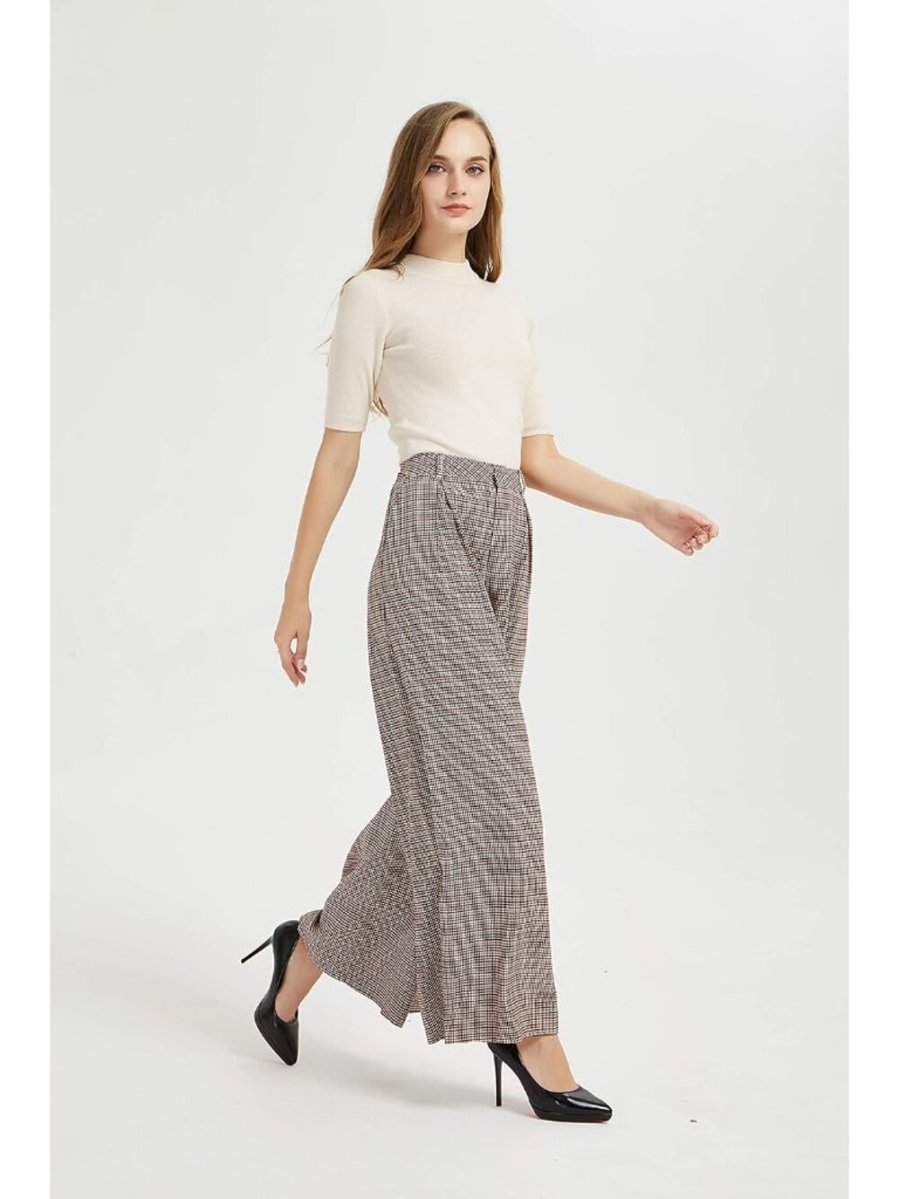 Womens High Waist Casual Wide Leg Palazzo Business Pants | Office Trousers, Dres - Picture 3 of 6